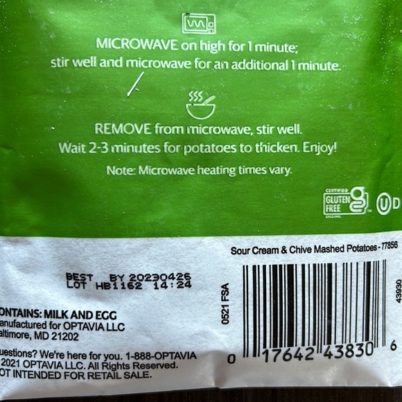 Optavia Other Optavia Sour Cream And Chive Mashed Potatoes Poshmark
